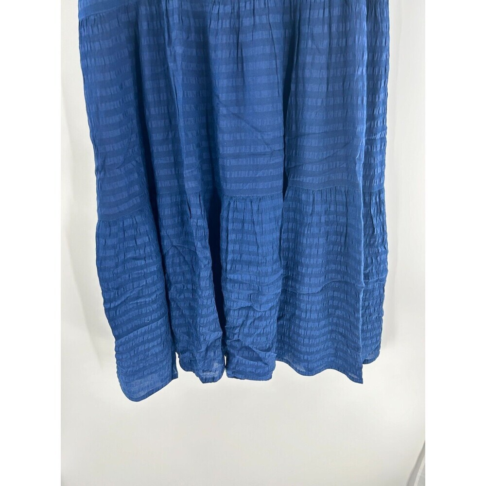 Women's Saks Fifth Ave. Blue Silk Elastic Waist Midi BOHO Skirt Size S Fits XL - Picture 3 of 8